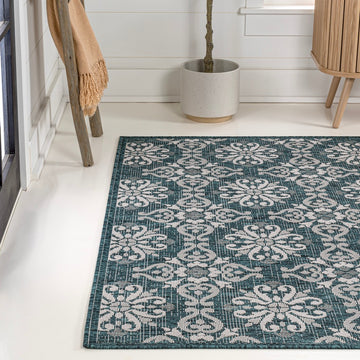 Amora Traditional Mediterranean Tile Design Indoor/Outdoor Area Rug